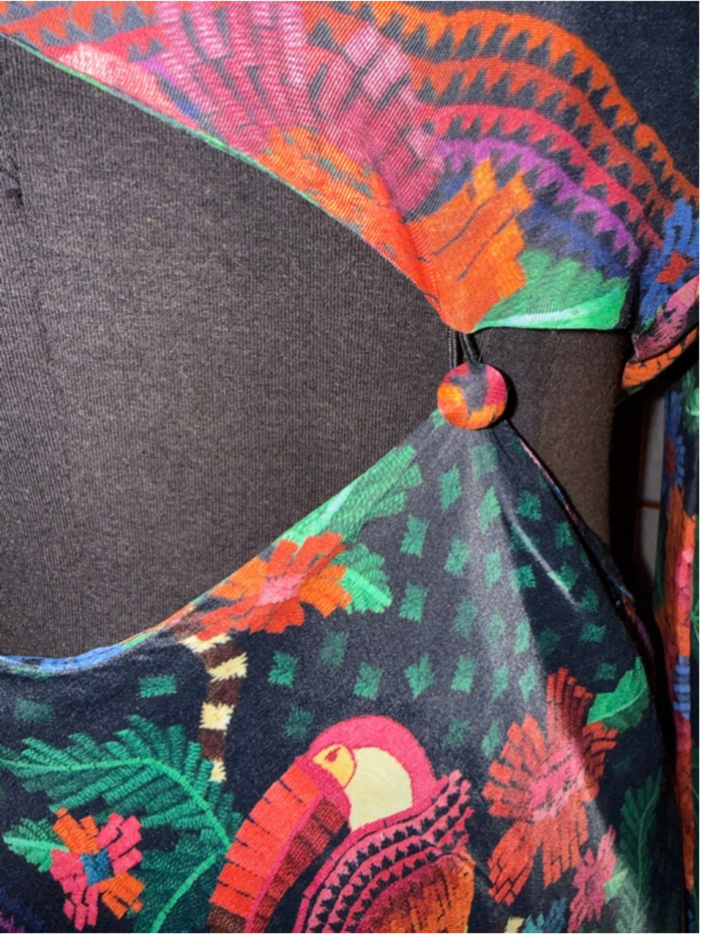 Women's FARM Rio Black Multicolor Floral Cutout Maxi Dress XL - Picture 5 of 7